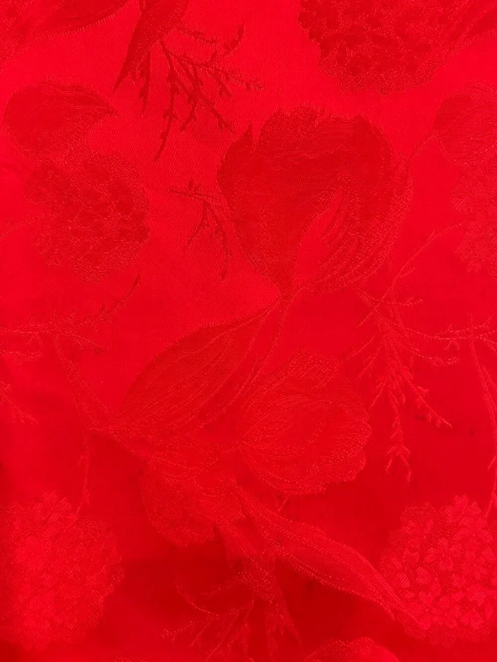 Vintage Red Damask Jacquard Fabric Unused 42 x 90 inches